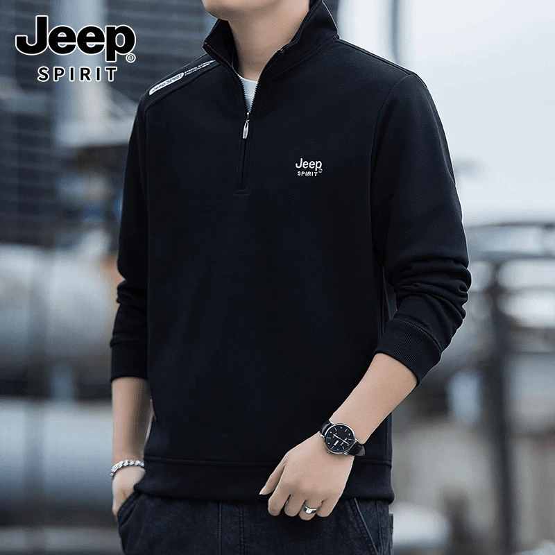 JEEP吉普刺绣卫衣外套男款春秋休闲户外宽松休闲运动卫衣男装上衣