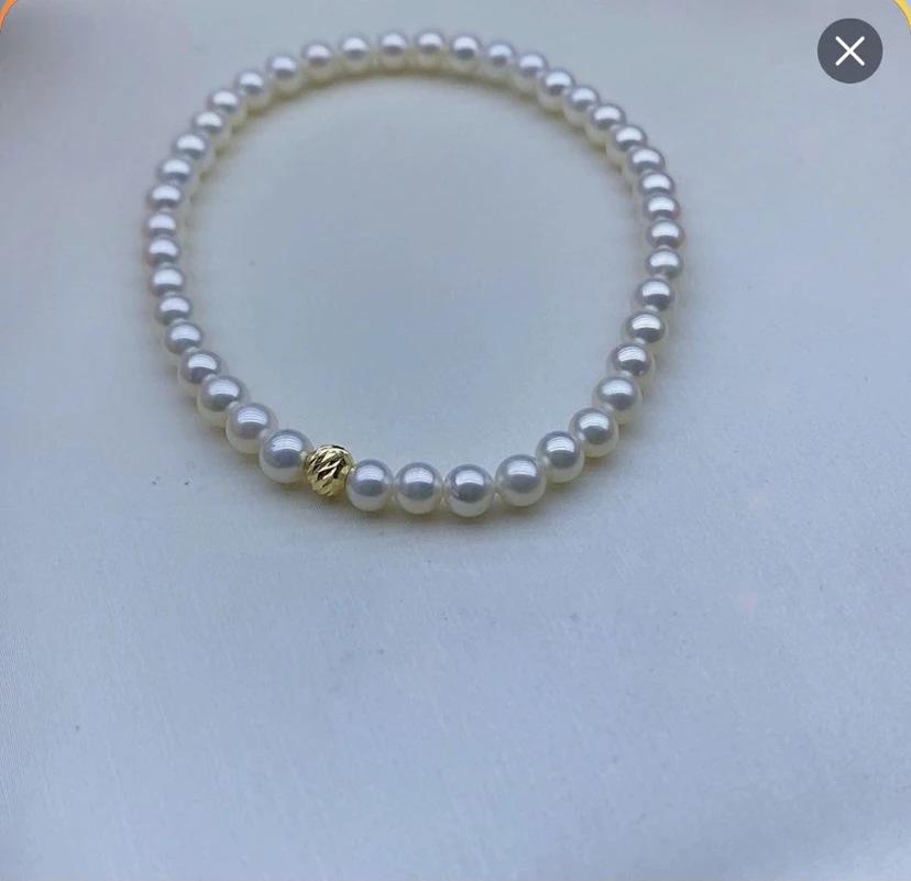 淡水珍珠手链4-5mm近正圆强光微微瑕G18弹力绳17cm