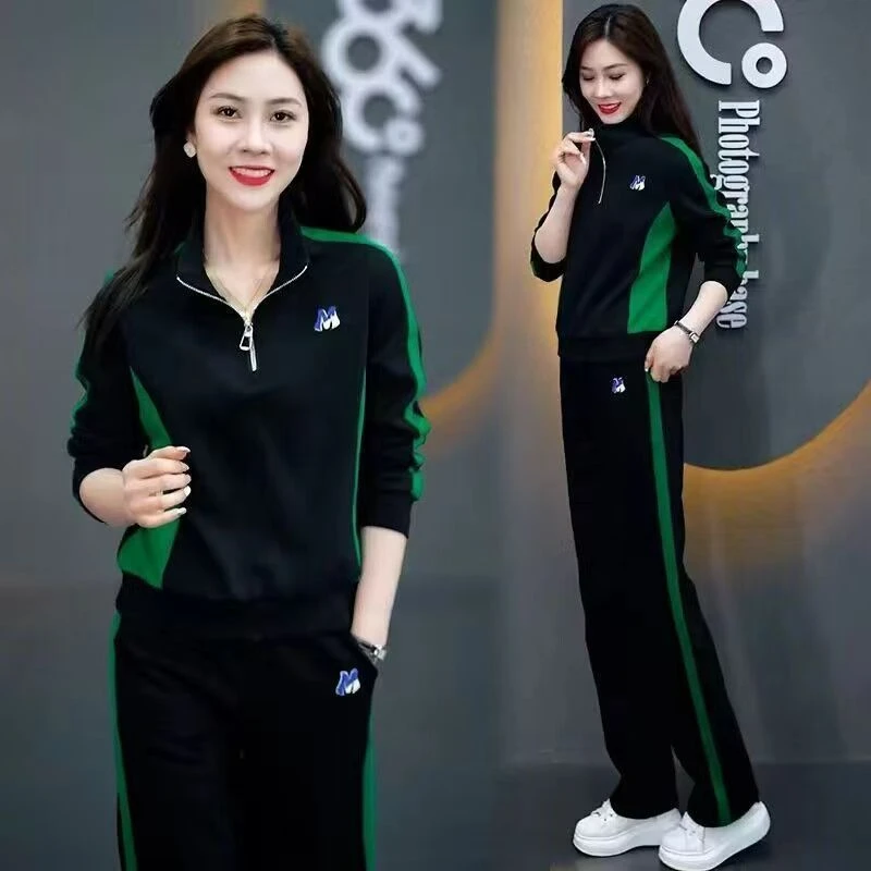 【店长直播专属福利】2025早秋新款显瘦时尚休闲运动立领长袖两件套