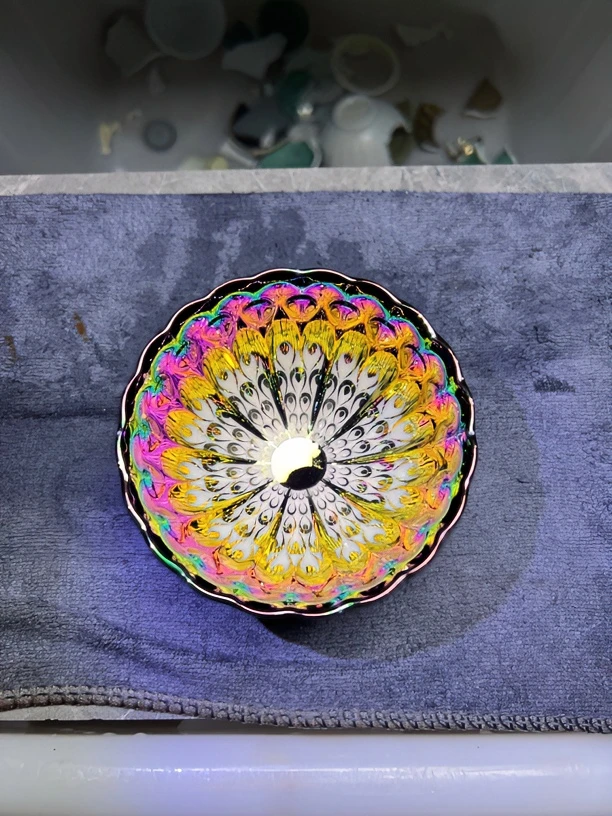 七彩孔雀陶瓷主人杯茶杯茶具品茗杯