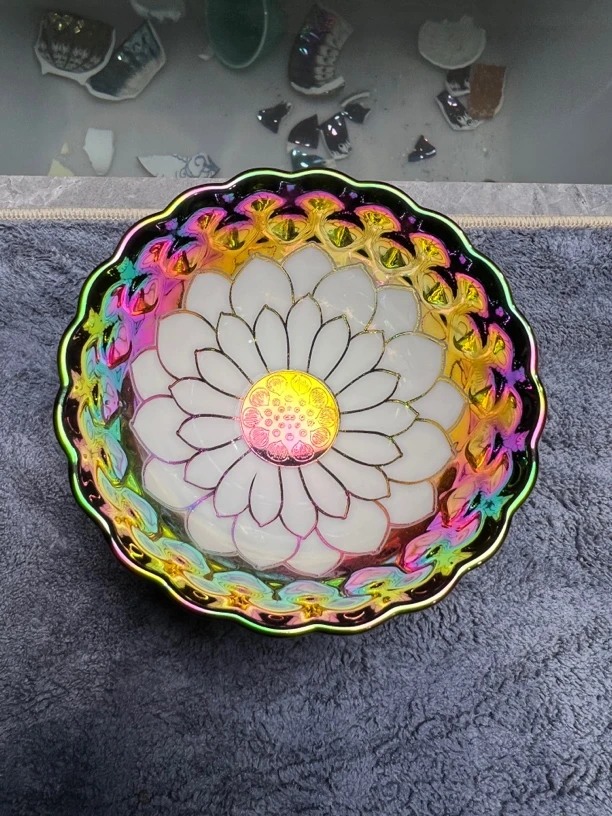 【闪购商品】，七彩白莲花陶瓷主人杯茶杯茶具