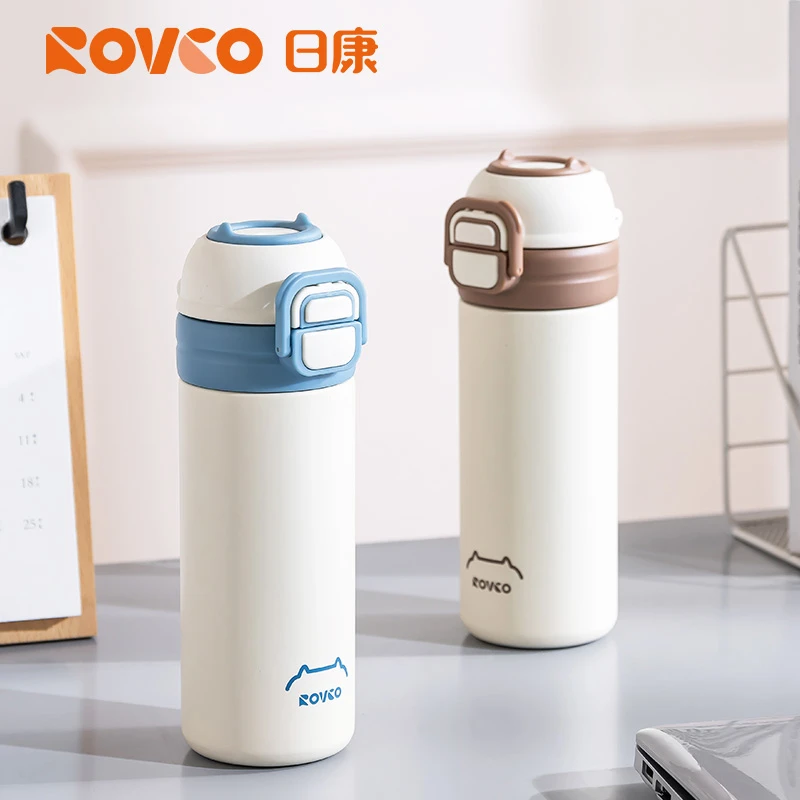 日康儿童保温杯吸管直饮两用保温杯学生成人用316L不锈钢