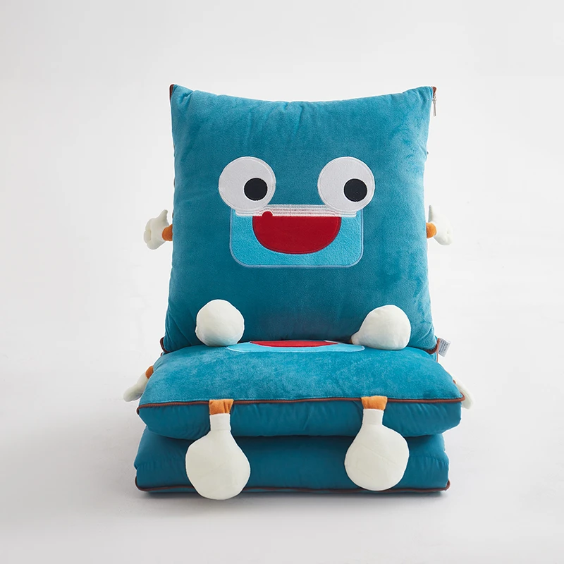 四季款新品多巴胺水晶绒水洗磨毛抱枕被子多功能二合一车载可折叠