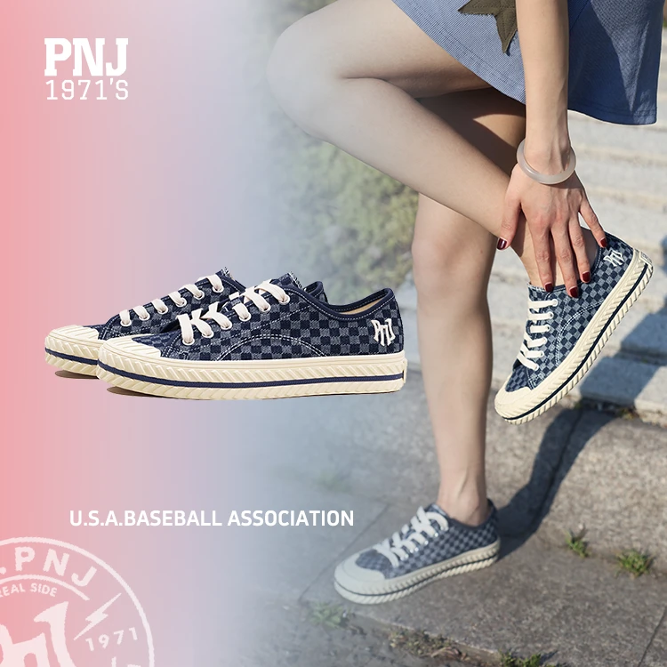 【男女同款】PNJ爆款百搭低帮复古小众格子单鞋平底鞋潮流.女休闲鞋