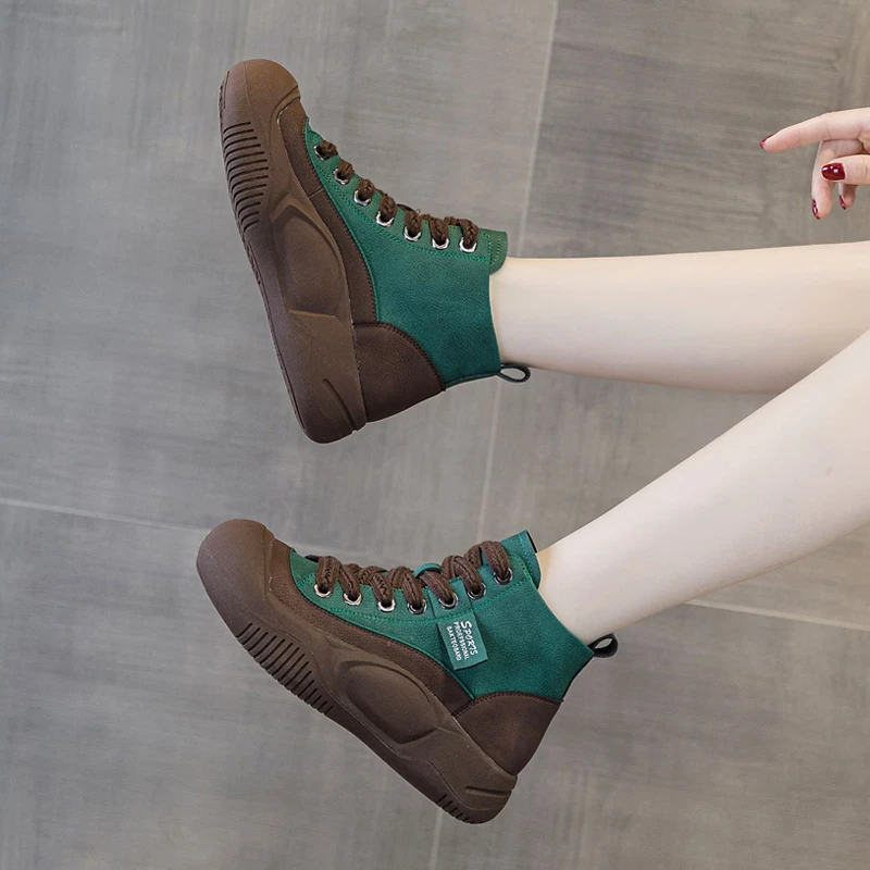 2024网红爆款真皮女鞋新款松糕厚底内增高运动休闲鞋老爹鞋女单鞋