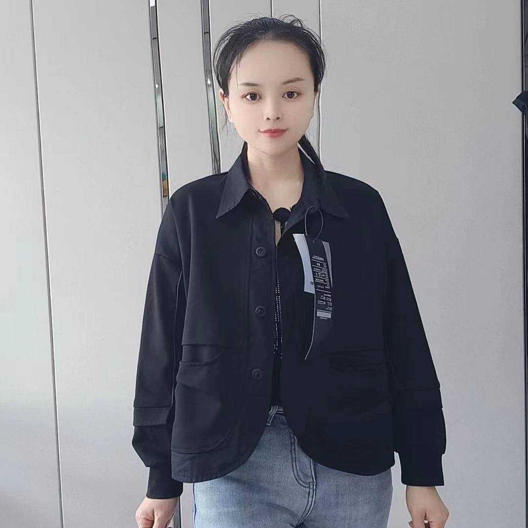 春 秋气质潮流时尚宽松短款百搭翻领女外套