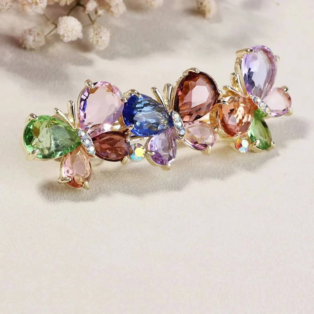 时尚简约女士新款水晶蝴蝶小弹轻奢百搭