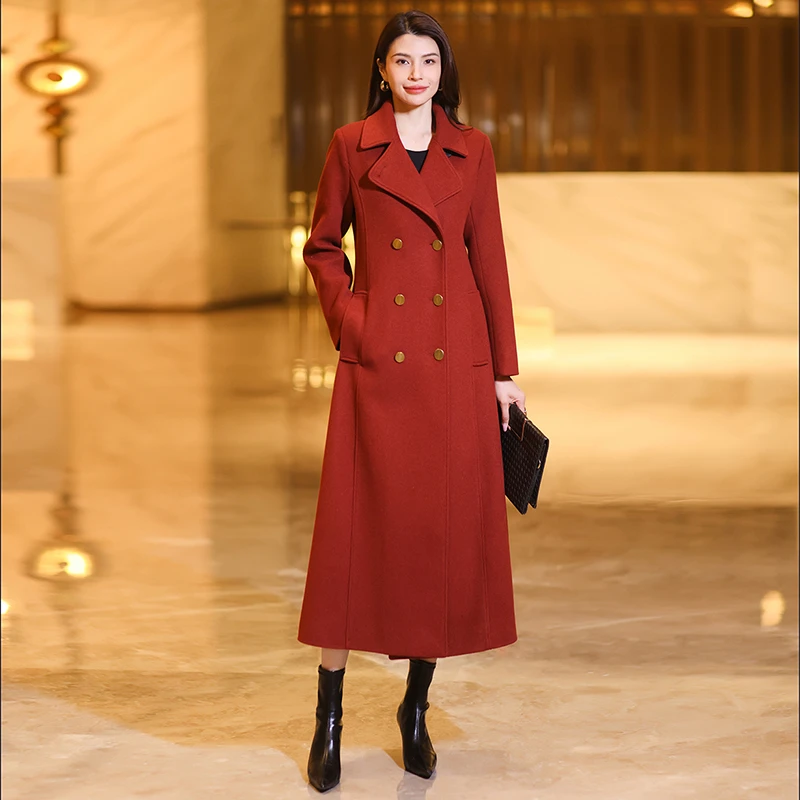 毛呢大衣气质优雅高级感长款女装秋冬加厚保暖外套大衣收腰时尚潮