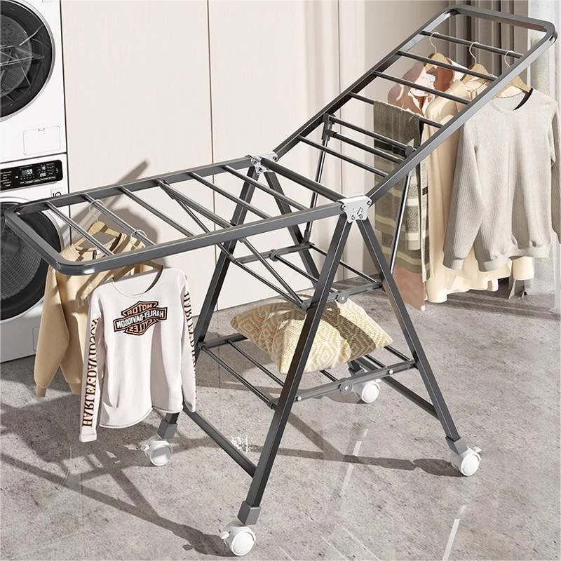 俏洁简易晾衣架落地室外阳台家用两用挂衣架可折叠晒衣架衣服架