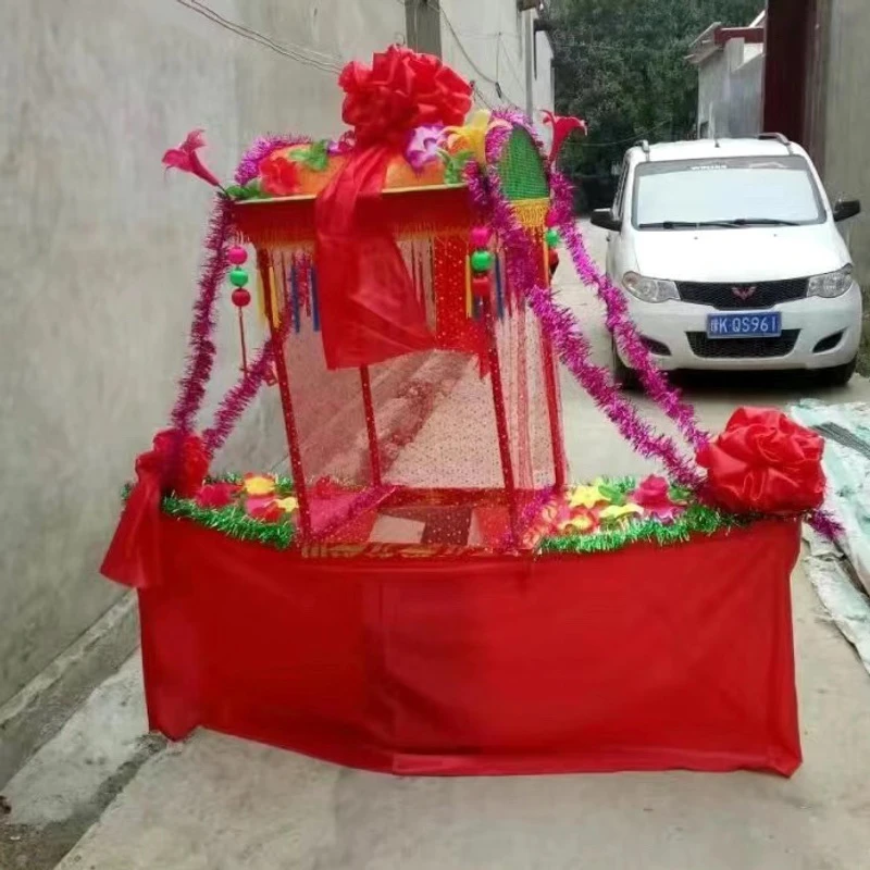 新款旱船道具 彩船 花船 采莲船 花轿推车 毛驴秧歌服装 社火道具