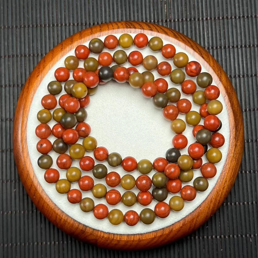 【壹芳珠宝】天然原矿包浆南红哑光多圈6mm