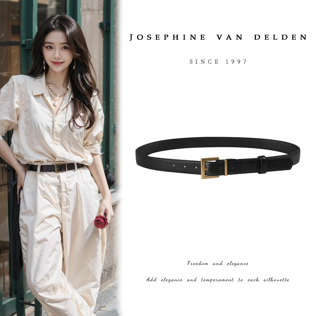 实心纯黄铜扣针扣新款双面头层牛皮女士腰带配西裤牛仔裤【2023-2】