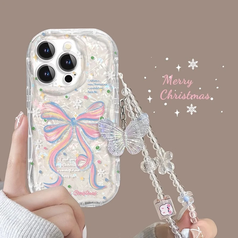 ins晕染粉蓝蝴蝶iPhone14苹果15手机壳13网红11防摔x日韩12小清新