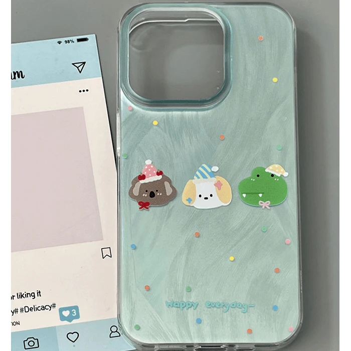 3个动物头像适用iPhone15苹果14promax手机壳13小众12可爱11新款x