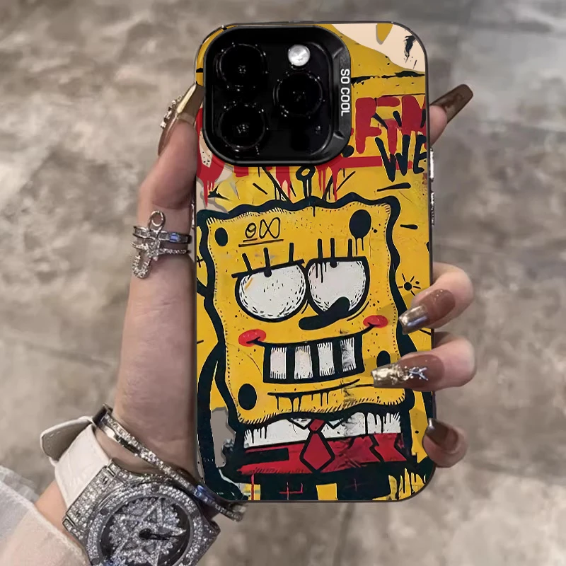 创意海绵宝宝适用iPhone15苹果13卡通手机壳14promax网红12爆款11