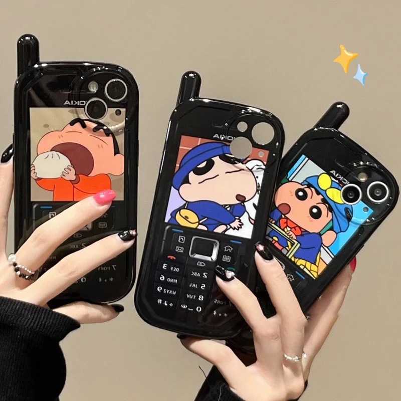 卡通大哥大蜡笔小新适用iPhone14苹果13全包手机壳15promax可爱12