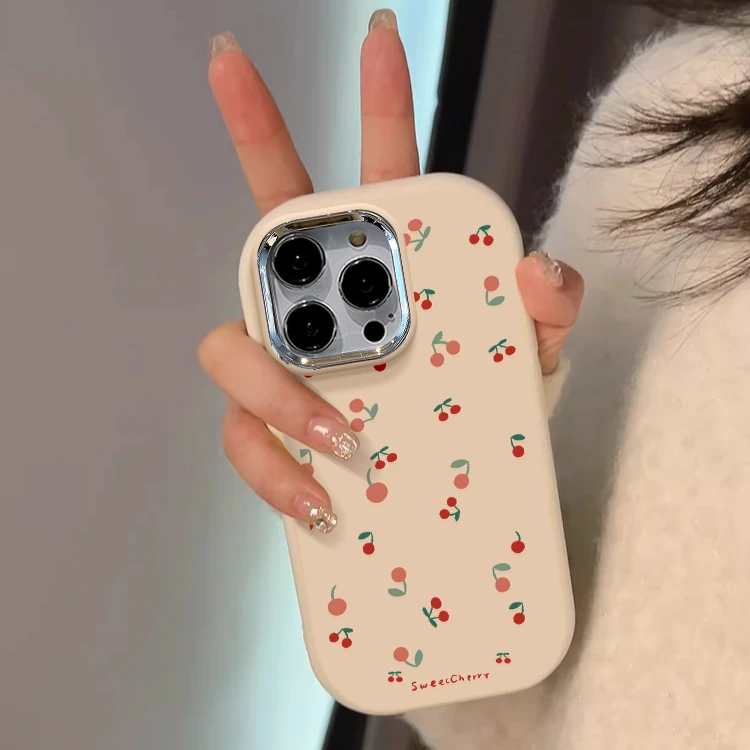 少女甜甜小樱桃适用iPhone14苹果13promax手机壳简约15创意12网红