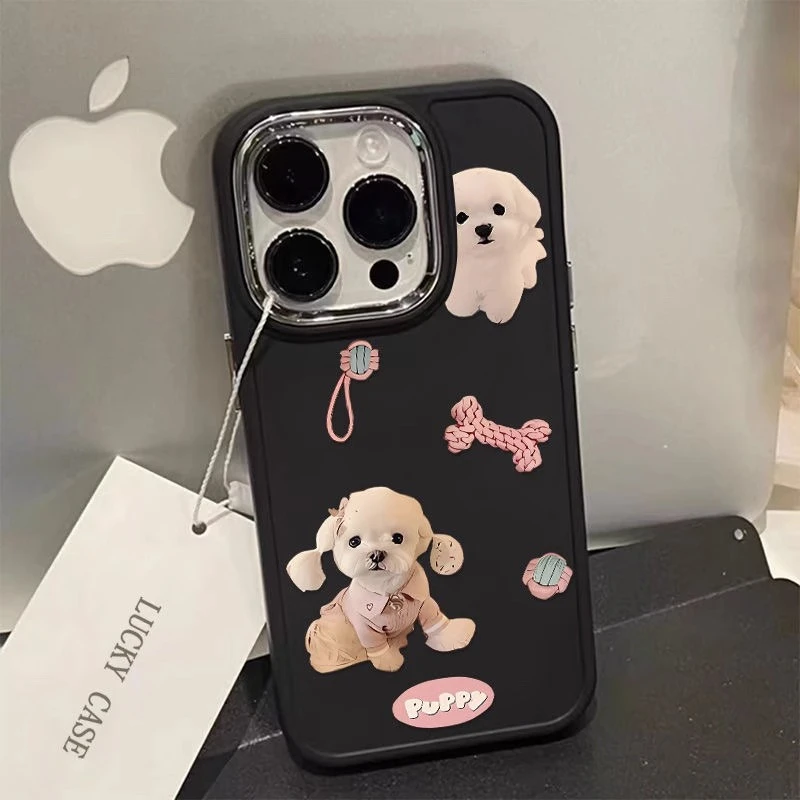 两只可爱白狗iPhone14proamx苹果13手机壳11卡通12少女xr简约78软