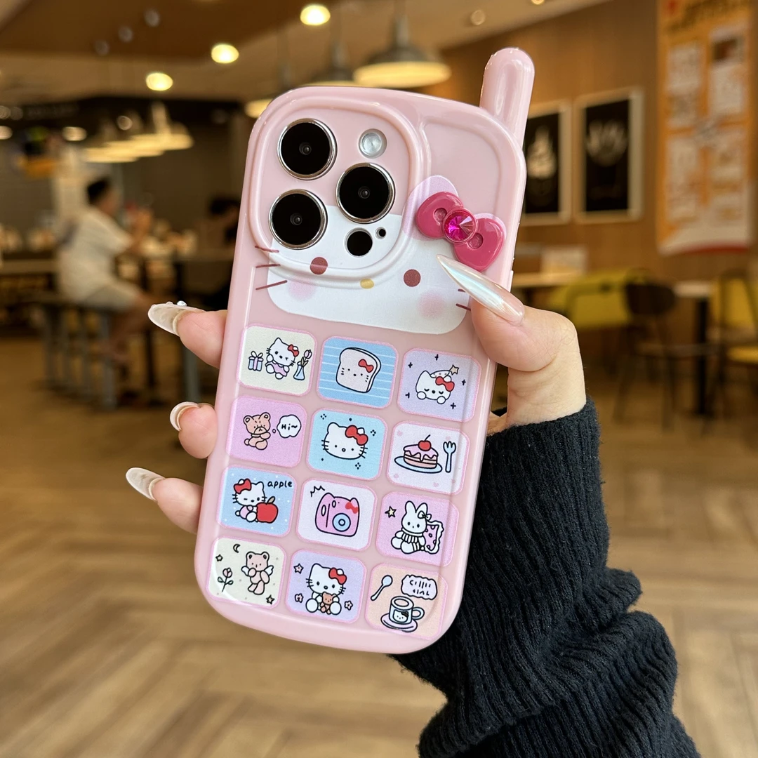 可爱软萌大哥大KT猫适用iPhone15苹果13创意手机壳14promax少女心