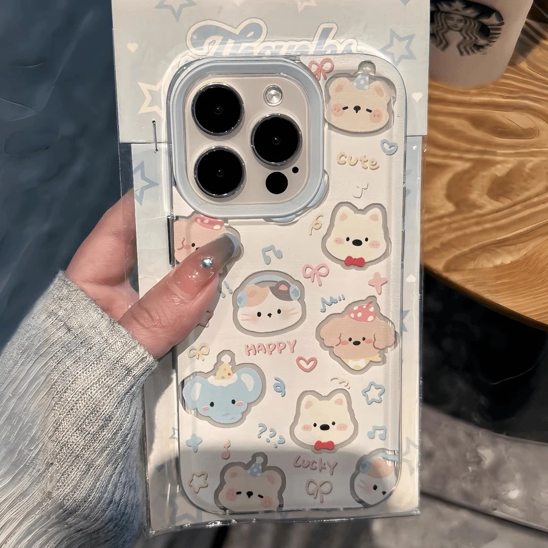 创意动物头像适用iphone13苹果14透明手机壳15promax全包硅胶防摔