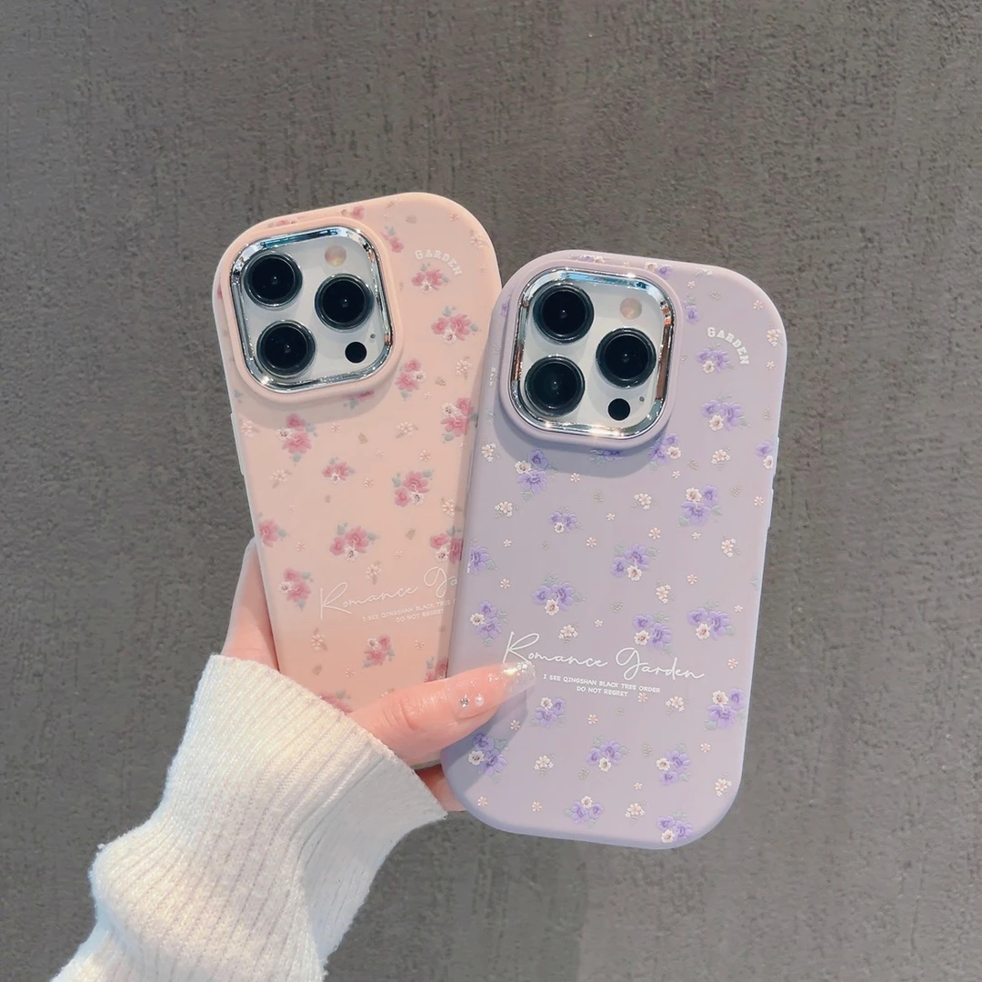 小小粉白花适用iPhone13苹果14promax手机壳15高级12少女11简约xs