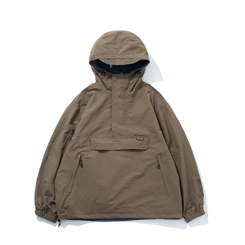 连帽加绒套头休闲工装外套0165