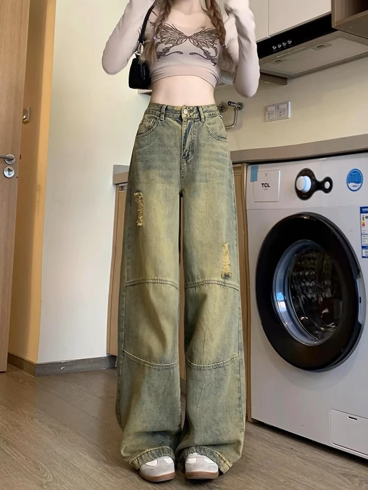 多多【严选十三行阔腿牛仔裤】高腰显瘦———多多说这样拍牛仔裤女