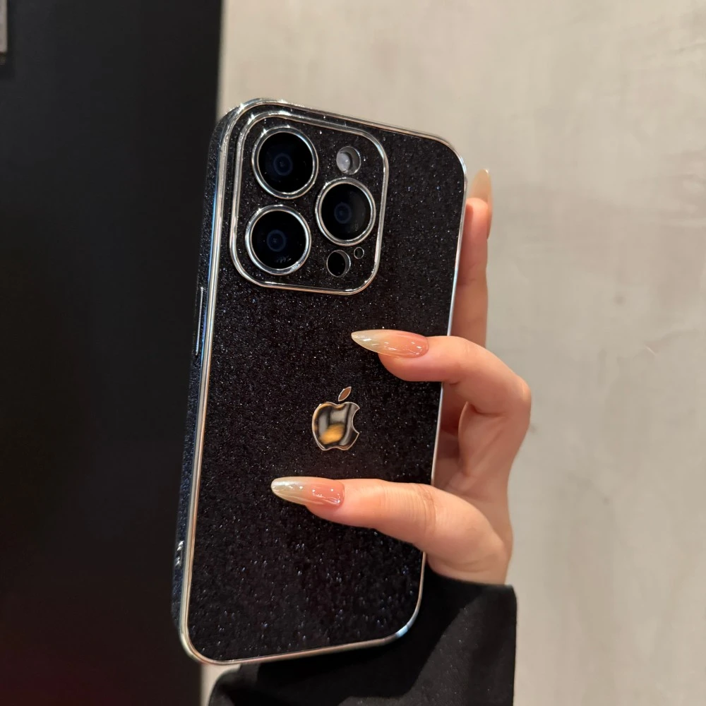 简约高级感闪粉适用苹果16promax手机壳个性iPhone15小众14创意13