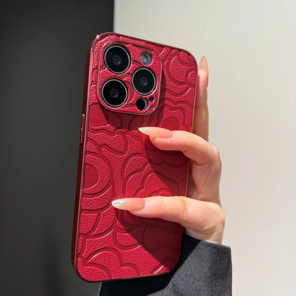 高级感山茶花适用苹果16promax手机壳小众iPhone15个性14时尚13女