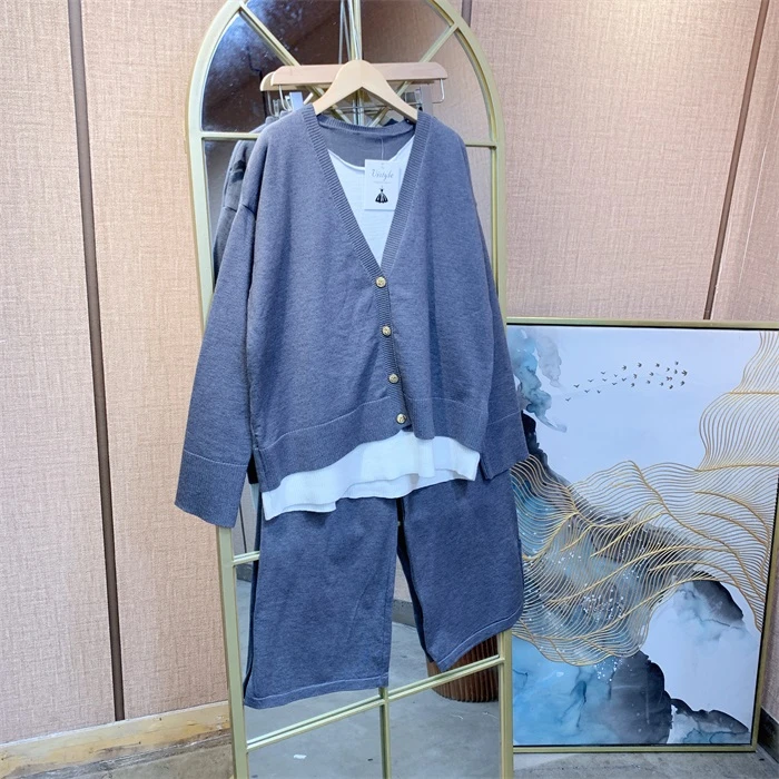 OO482灰色孕妇衣两件套   100-140