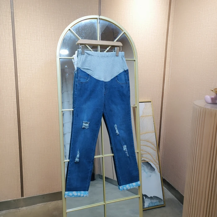 HF23孕妇蓝色牛仔裤M90-120L130XXL150