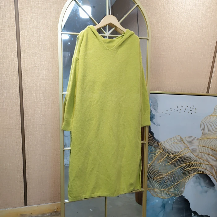 AE455孕妇黄色毛衣裙100-140微瑕