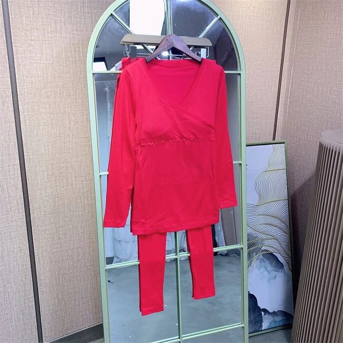 F384红色孕妇衣两件套 90-150