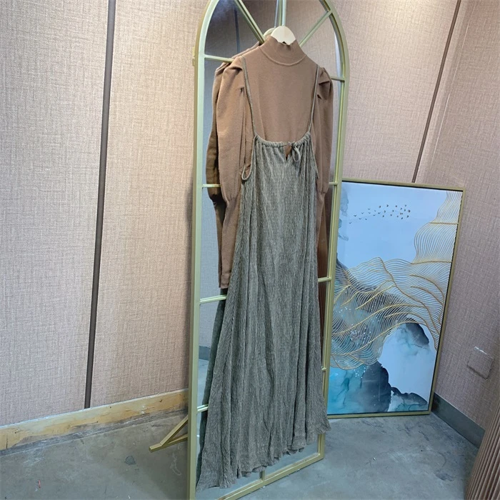 OO418棕色孕妇裙两件套 90-130