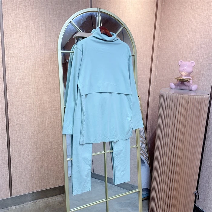 F535青色孕妇衣两件套XL100-140 2XL120-150  3XL160