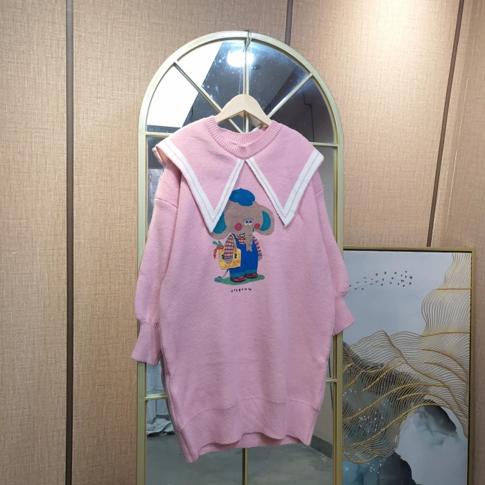 AH58孕妇粉色毛衣裙100-150