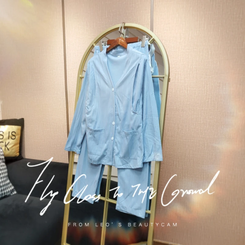 EC104孕妇蓝色月子服套装M90-110L120