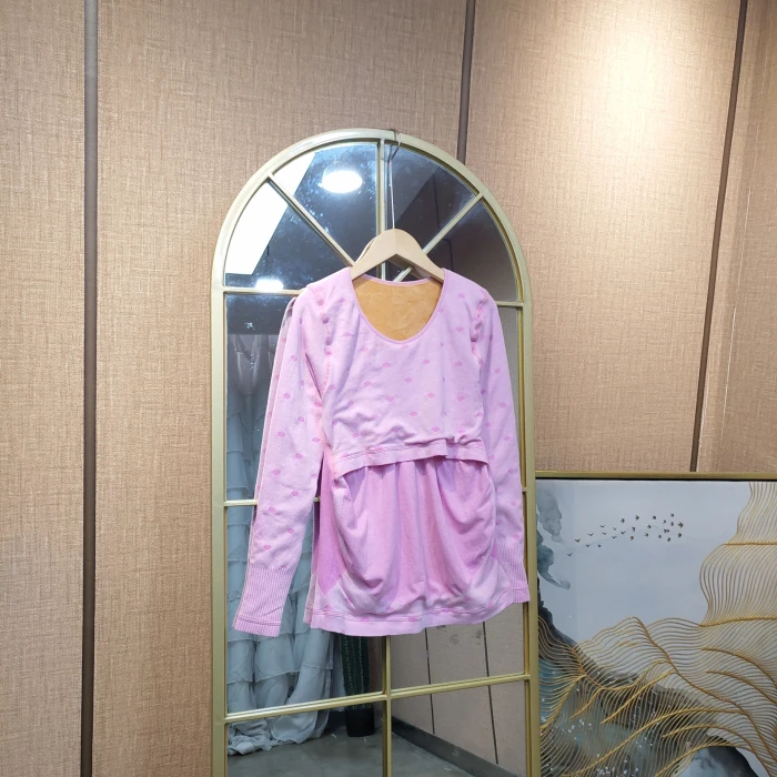 EW146孕妇粉色加绒秋上衣90-140