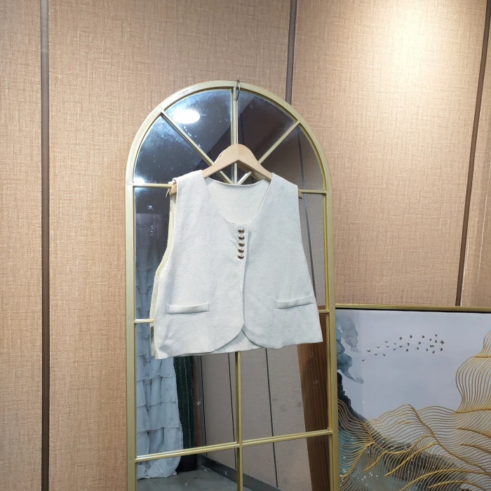 AD623孕妇杏色针织马甲90-120