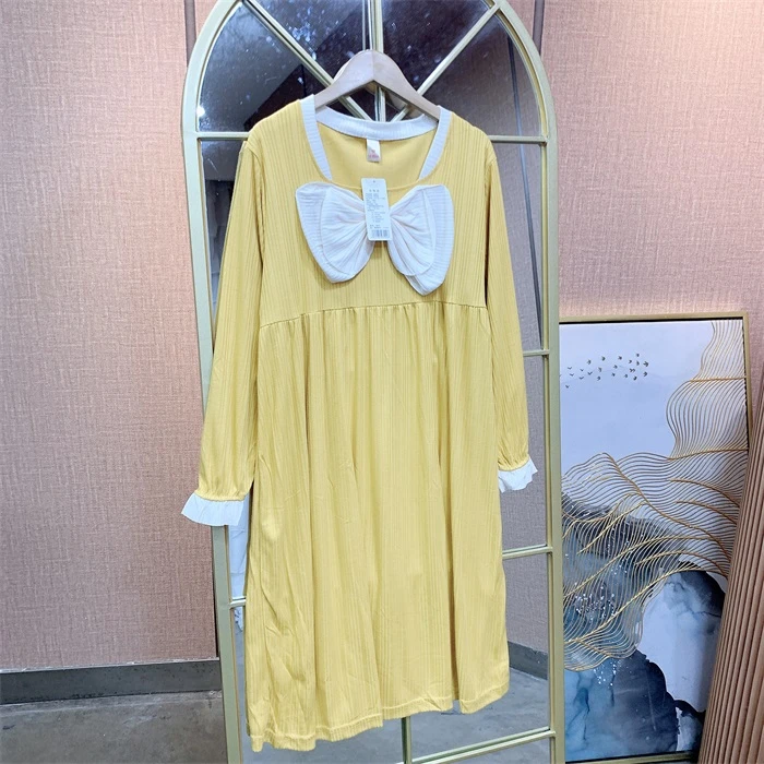 U142黄色孕妇衣裙M90-130L140