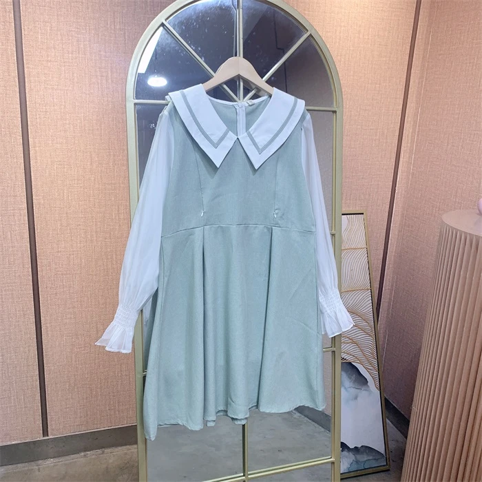 CC704青色孕妇衣裙   100-130