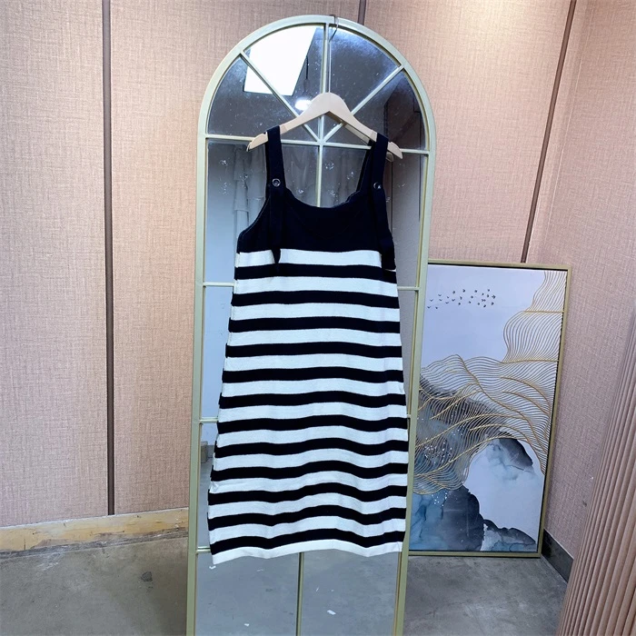 LL393黑白色条纹孕妇裙子  100-130