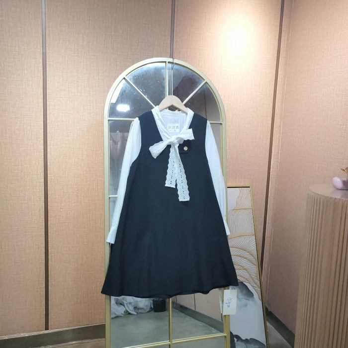 BC278孕妇黑色背心裙两件套100-120