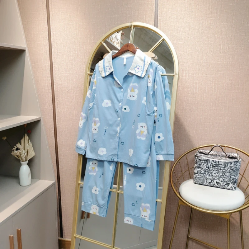ES35孕妇蓝色月子服套装M90-110L120XXL1403XL150