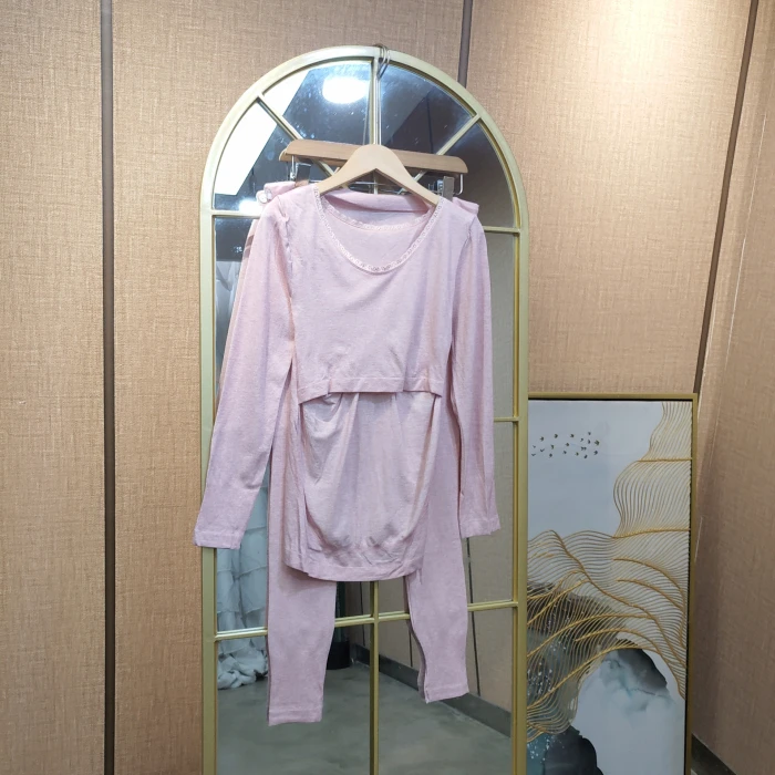 EK141孕妇粉色秋衣套装90-150