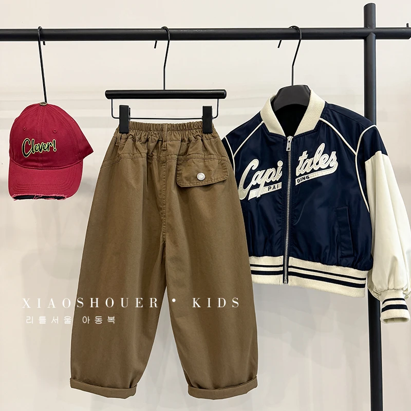 【小首尔】现货-男童韩版简约裤子秋款洋气时尚宽松长裤HBB3714