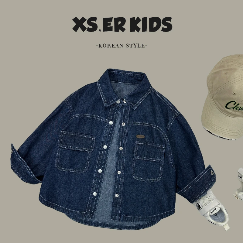 【小首尔】现货-秋装儿童韩版时尚休闲牛仔衬衫外套HBB3601