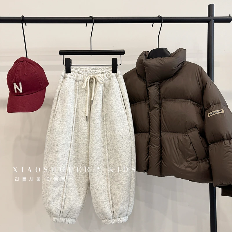 【小饭团】-rh韩版加厚卫裤冬季时尚百搭加绒裤子HBB3166