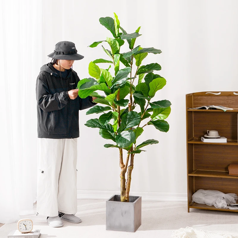 北欧仿真绿植室内客厅家居落地摆件琴叶榕盆栽造景装饰假植物盆景