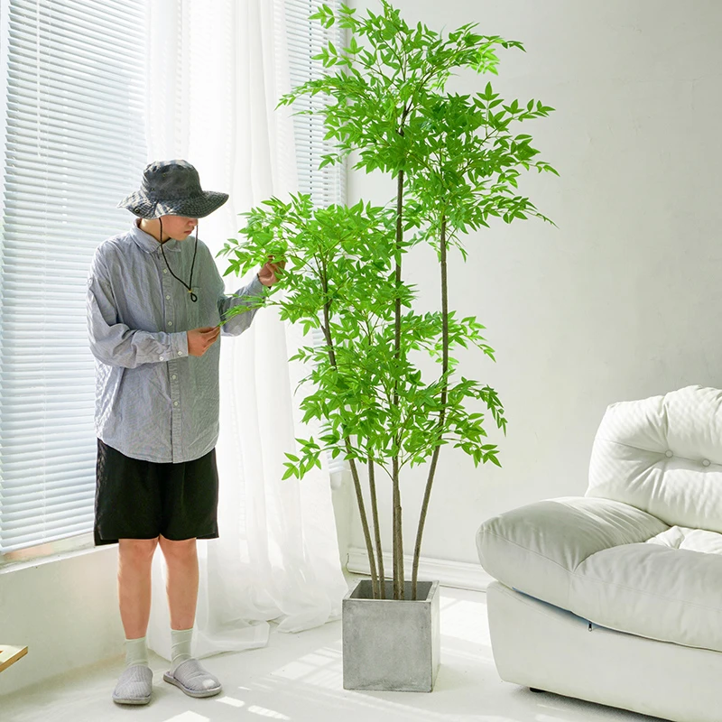 仿真绿植南天竹北欧假植物装饰客厅室内电视柜摆件大型落地盆栽树